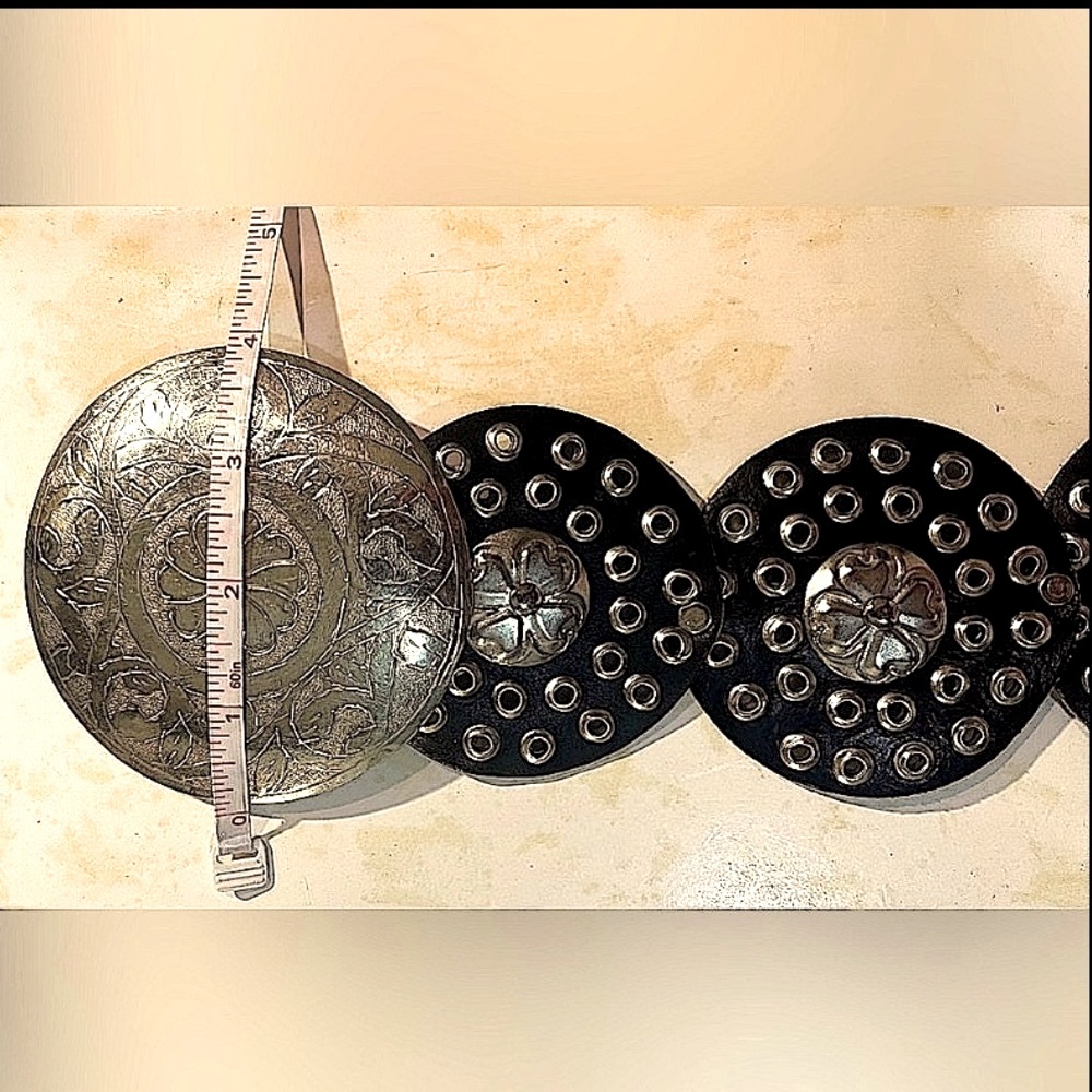 SILVER HEART CONCHO BROWN LEATHER BELT BUCKLE STAMPED HEARTS CONCHO  NEW - Picture 11 of 14